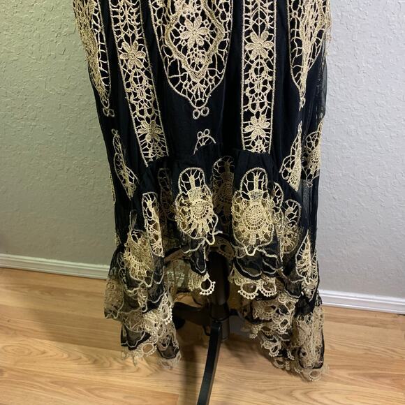 BOSTON PROPER Dress NWT‎ XLarge V-Neckline Smocked High Low Metallic Lace Inset - Picture 8 of 16